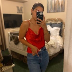 Red Satin Date Night Top